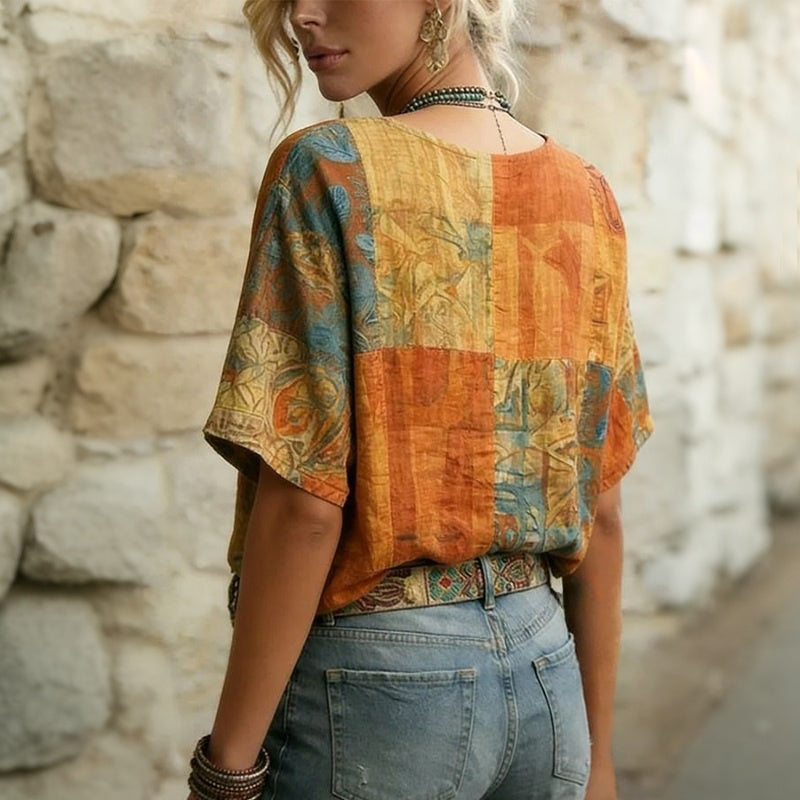 Ernestine - Vintage Butterfly Print Blouse