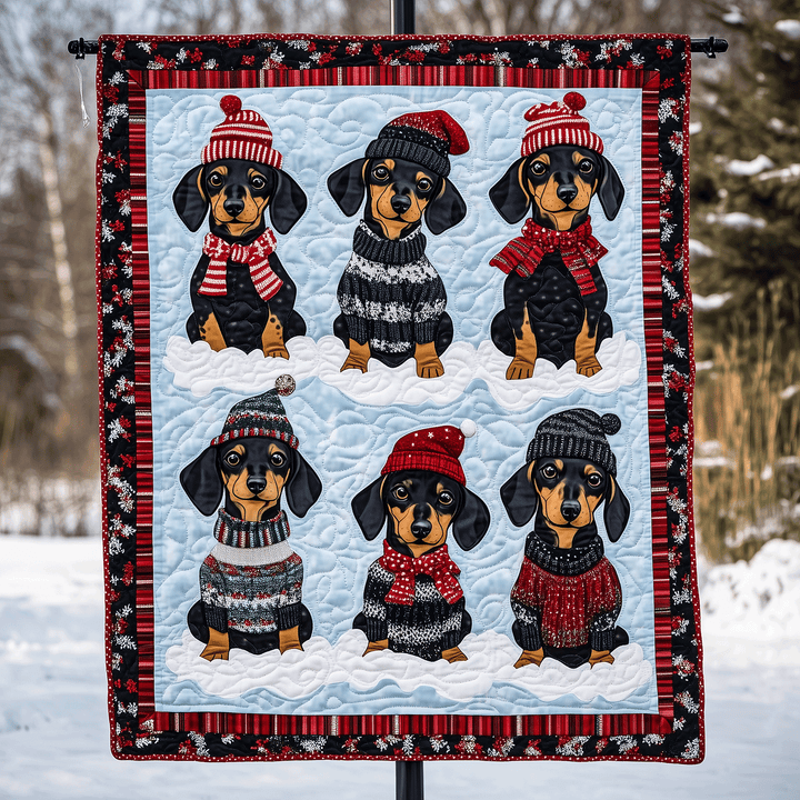 Dachshund Dreams Art Quilt Wall Hanging