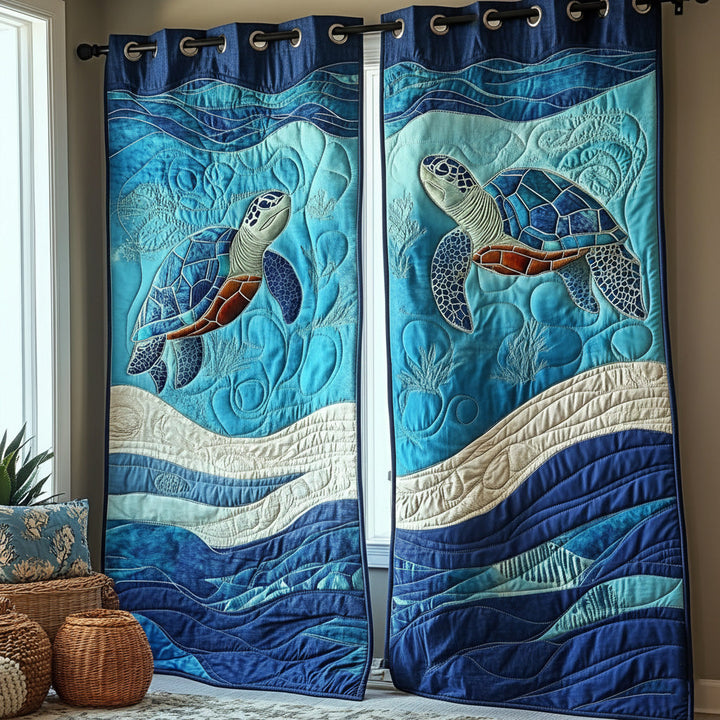 Deep Sea Calm Quilted Curtains