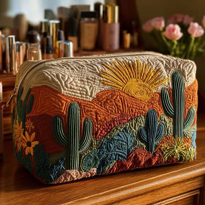 Desert Plants Quilted Makeup Bag