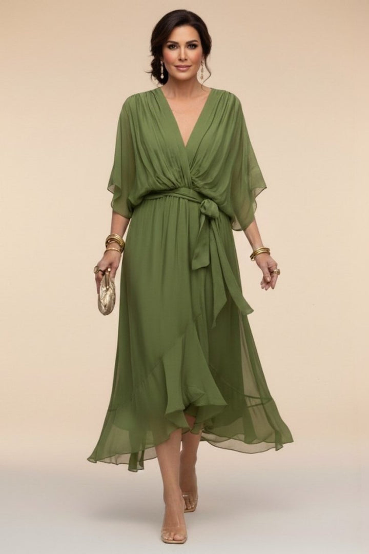 Harmonie - Satin V-Neck Dress