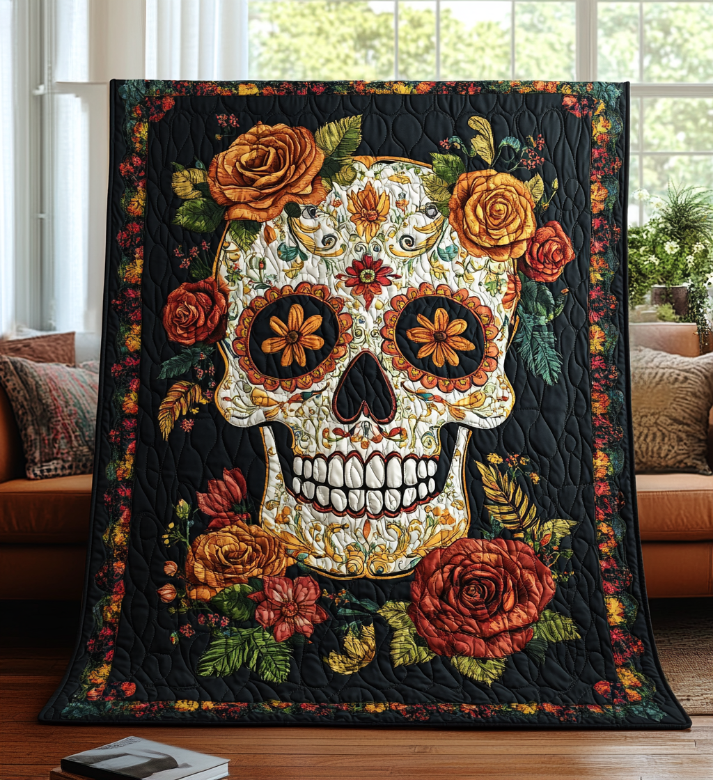 Day of the Dead Quilted Blanket