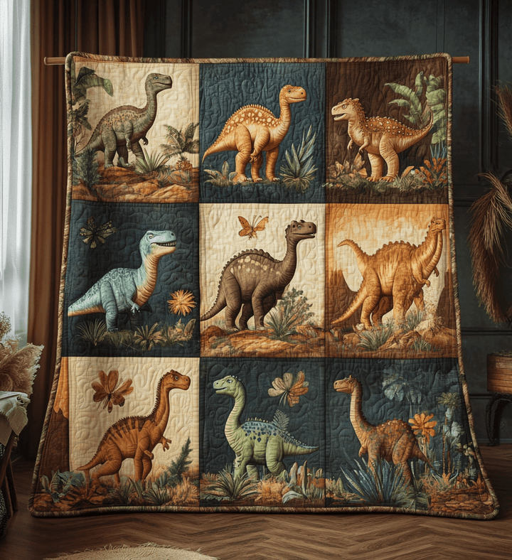 Dino Valley Art Quilt Wall Hanging