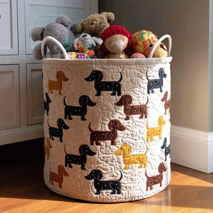 Doxie Quilted Laundry Basket