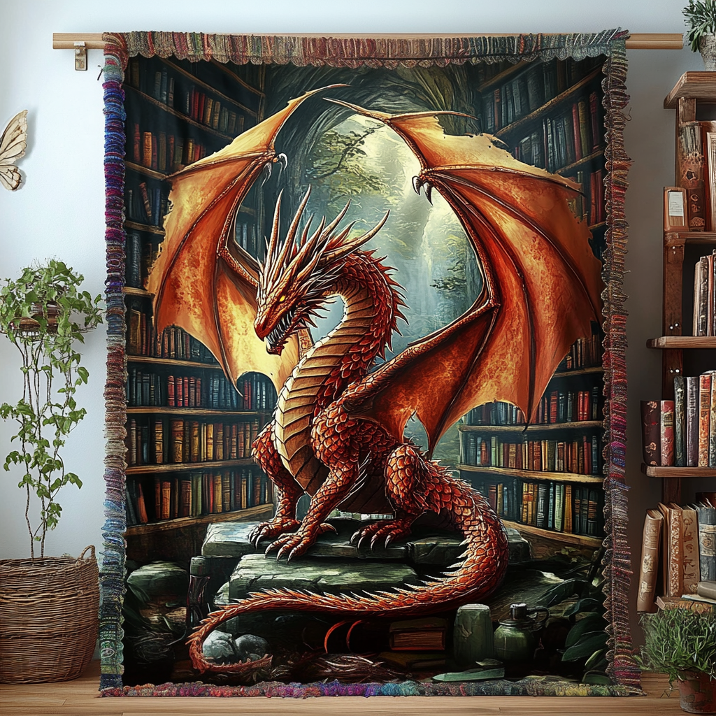 Dragon Pattern Woven Blanket
