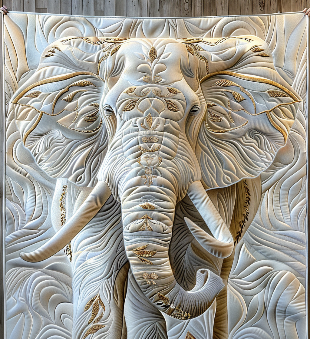 Elephant Wisdom Quilted Blanket