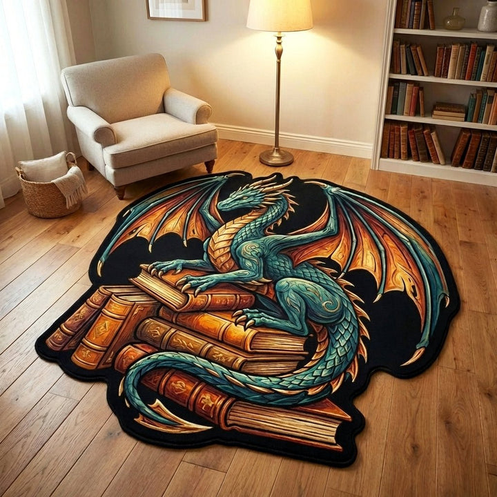 Emerald Dragon Shaped Area Rug