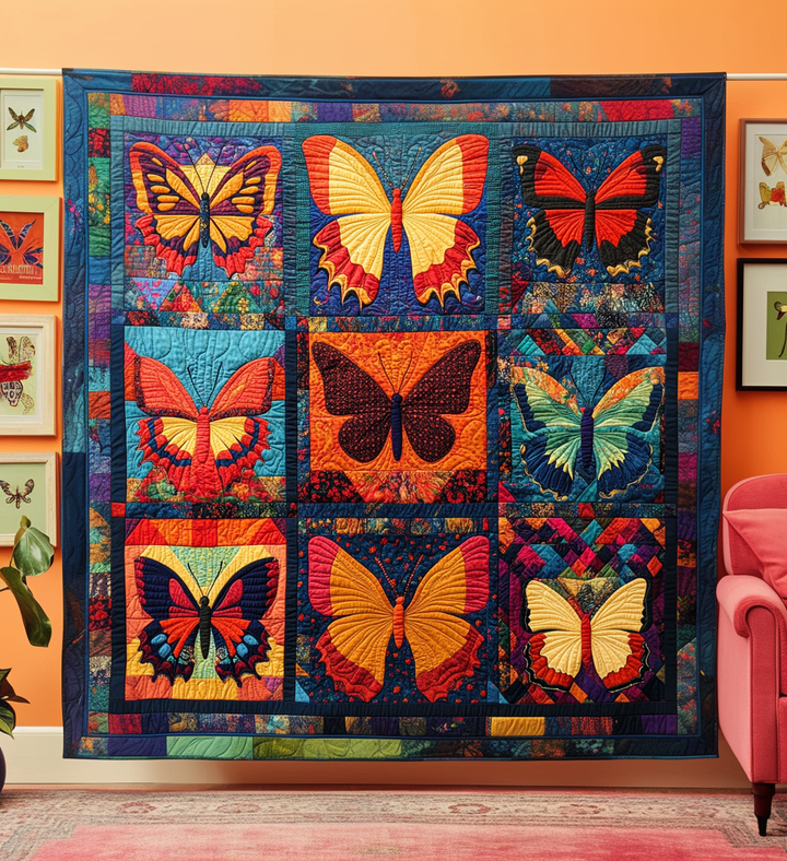 Enchanted Wings Patchwork Art Quilt Wall Hanging