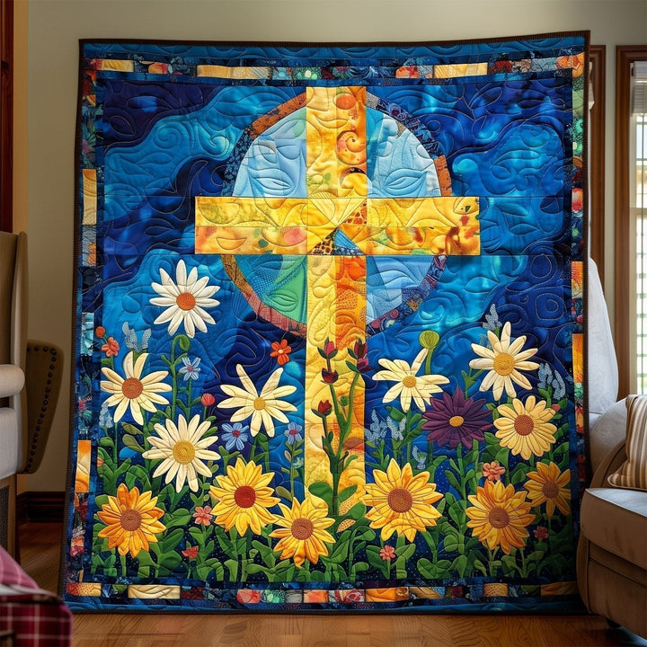 Floral Sunflower Art Quilt Wall Hanging