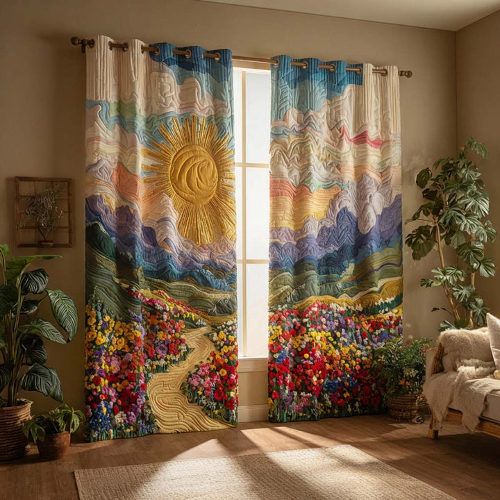Floral Pattern Quilted Curtains