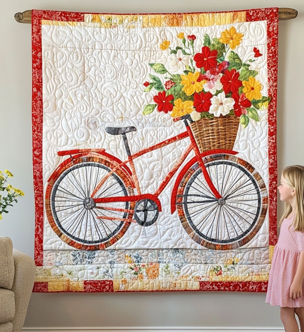 Flowery Ride Art Quilt Wall Hanging