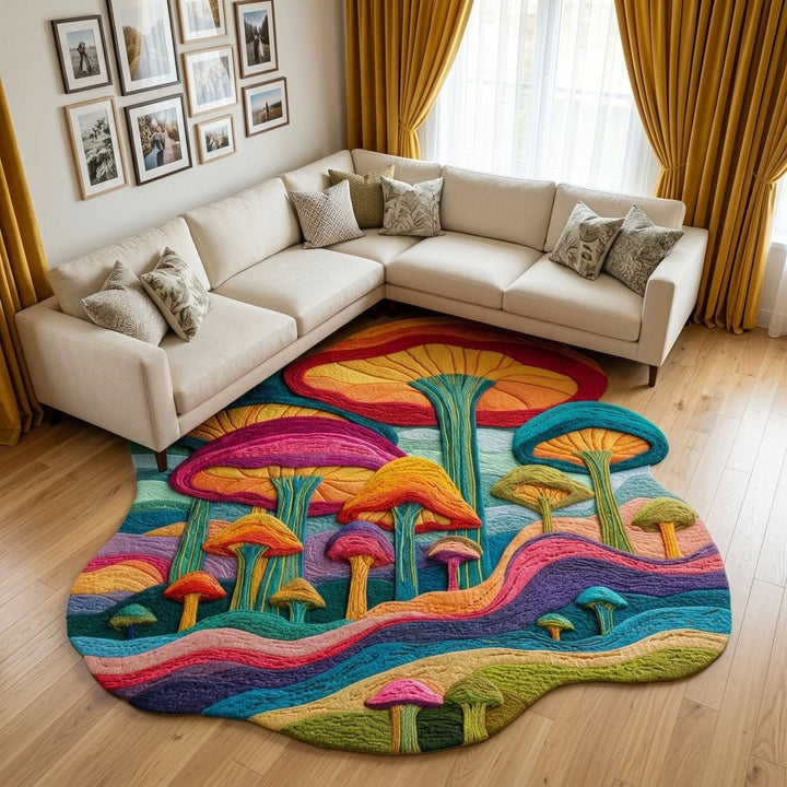 Mushroom Garden Shaped Area Rug