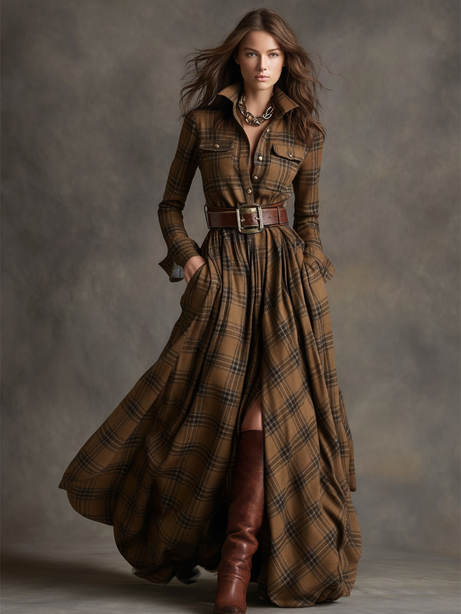 Giulietta | Abito Camicia Maxi a Quadri con Cintura