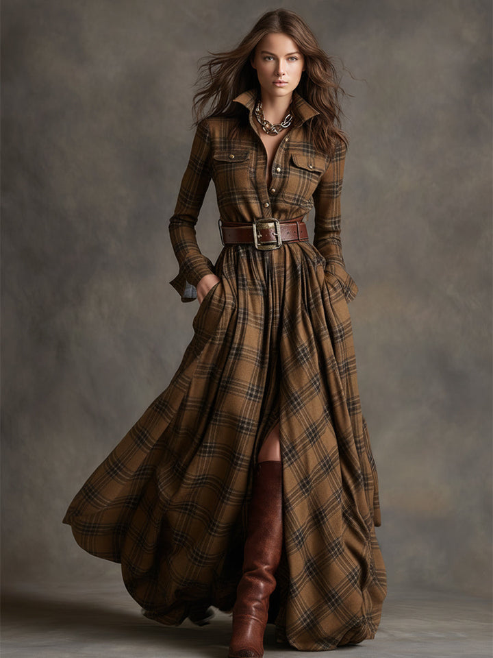 Giulietta | Abito Camicia Maxi a Quadri con Cintura