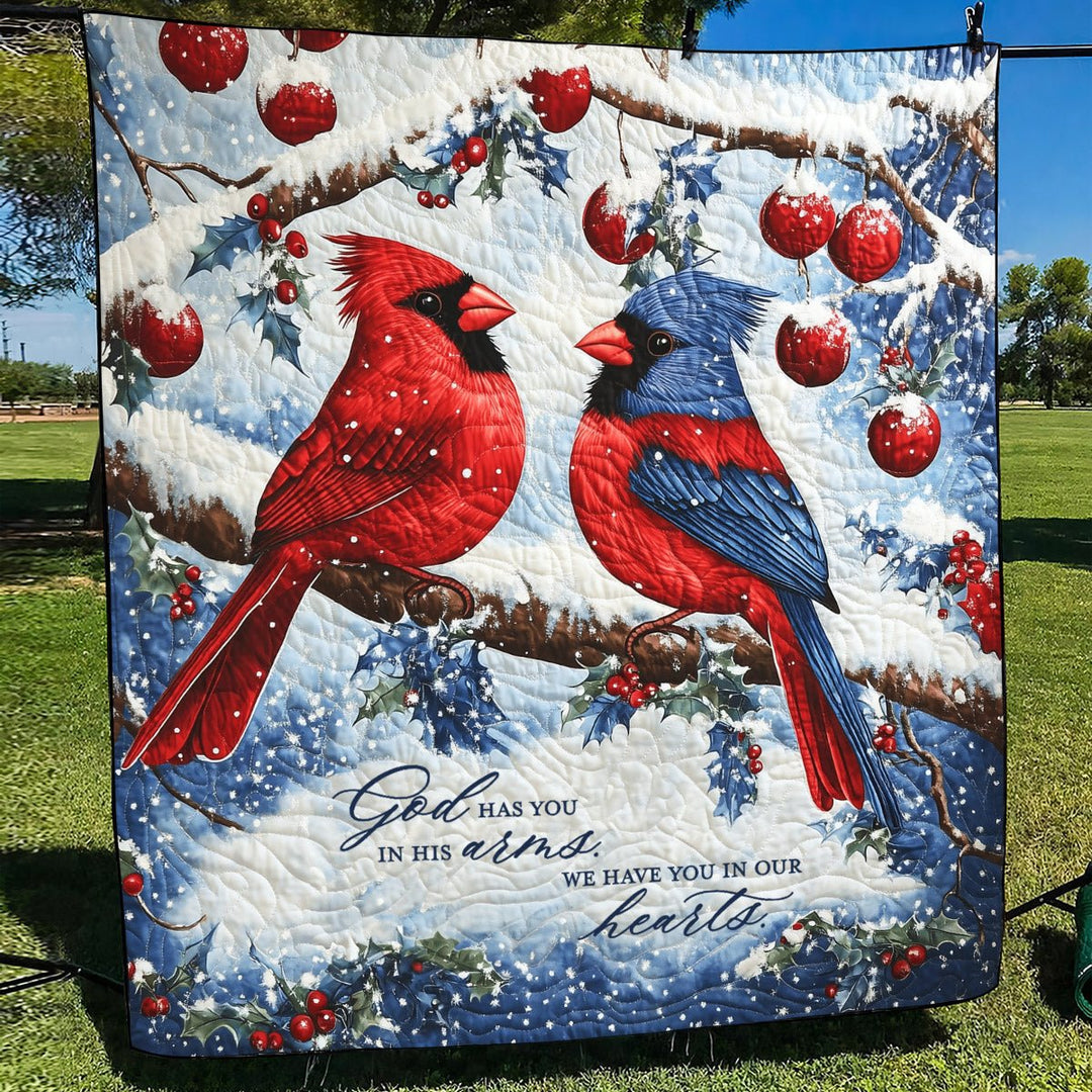 Cardinal Embrace Art Quilt Wall Hanging