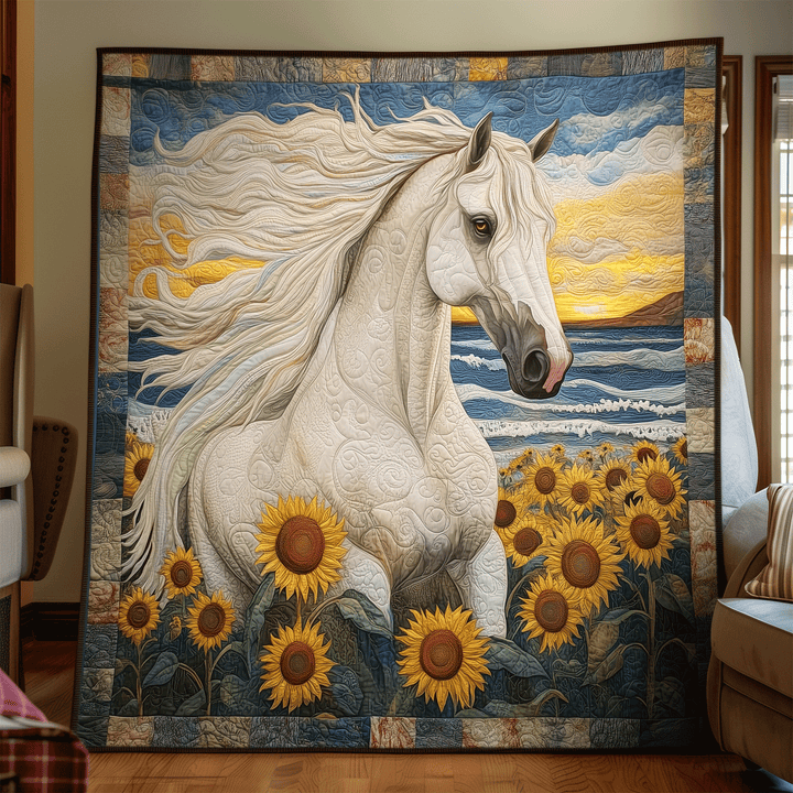 Golden Horse Art Quilt Wall Hanging