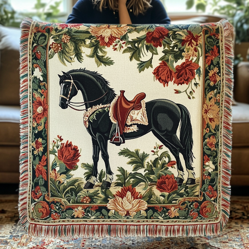 Golden Hoof Horse Woven Blanket