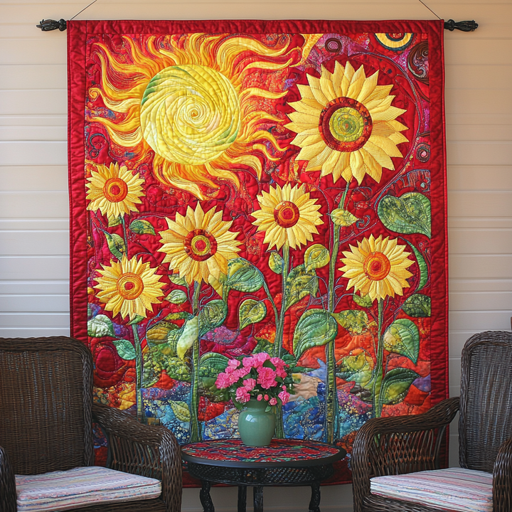 Golden Meadow Art Quilt Wall Hanging