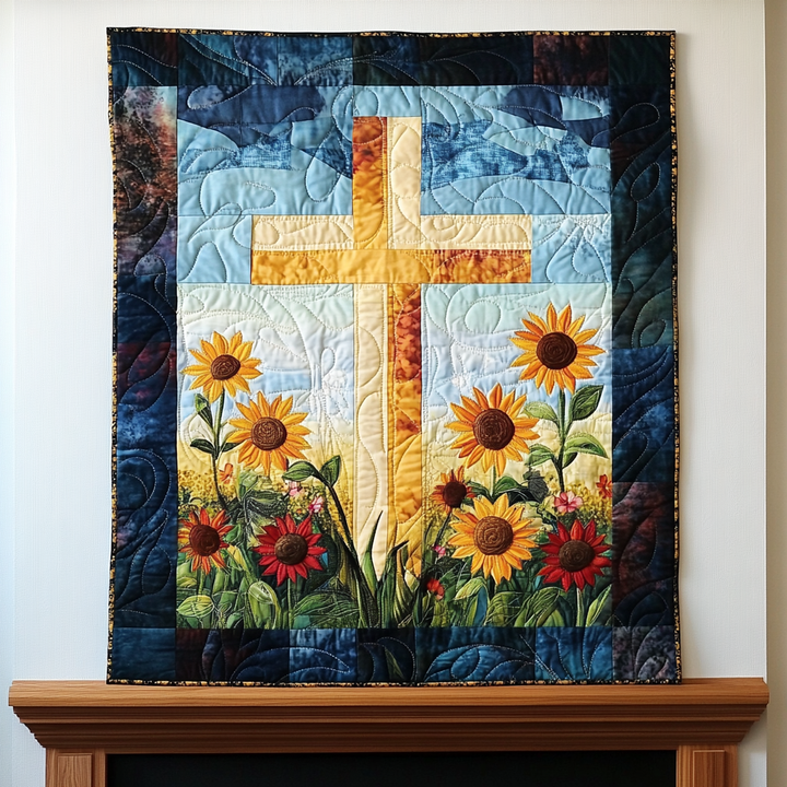 Golden Petals Art Quilt Wall Hanging