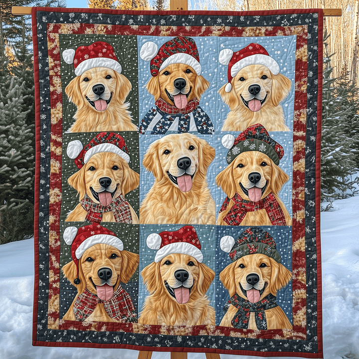 Golden Retriever Cheer Art Quilt Wall Hanging