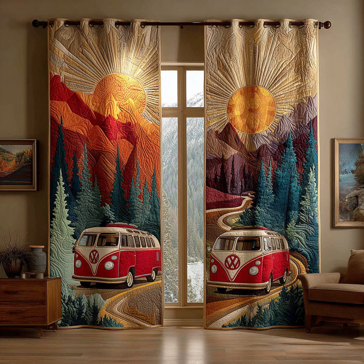 Groovy Van at Sunset Quilted Curtains