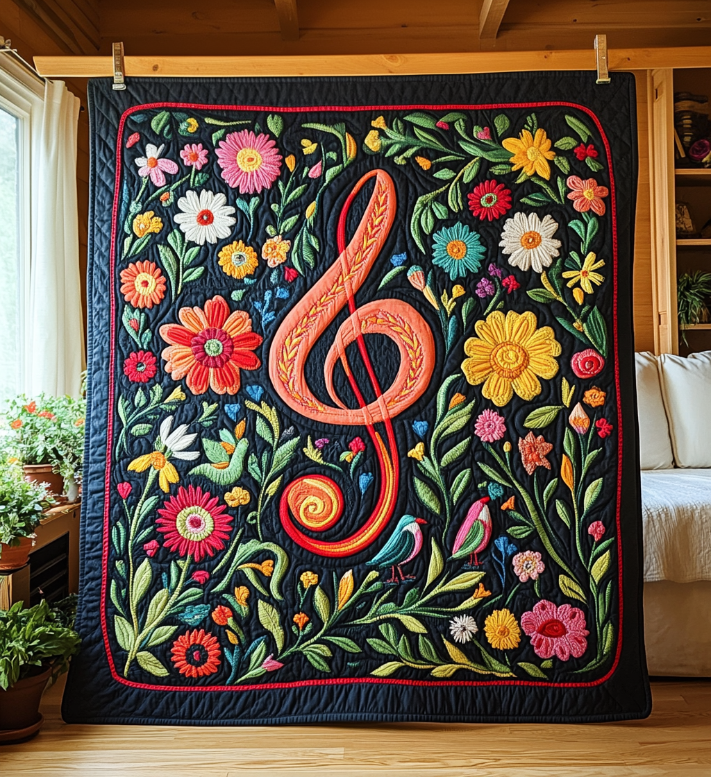 Music Melody Guitar Art Quilt Wall Hanging