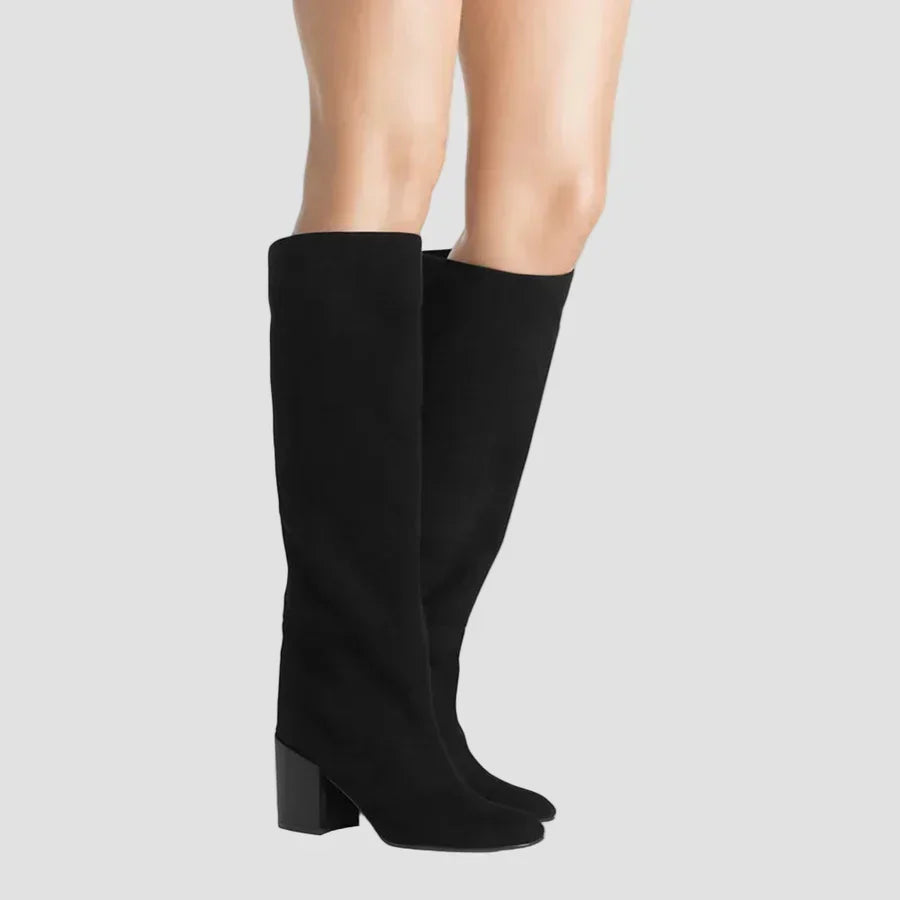 Ivy - Black Over-the-Knee Block-Heel Boots
