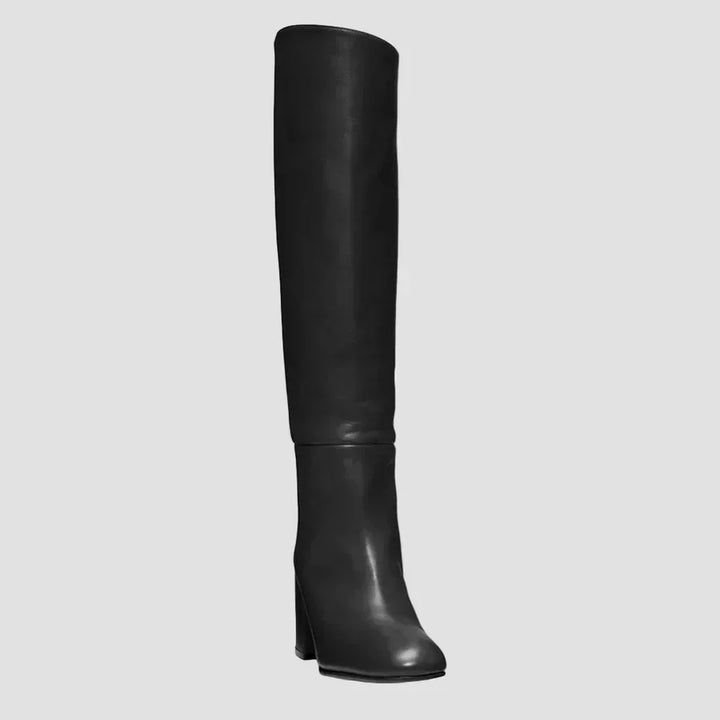 Ivy - Black Over-the-Knee Block-Heel Boots