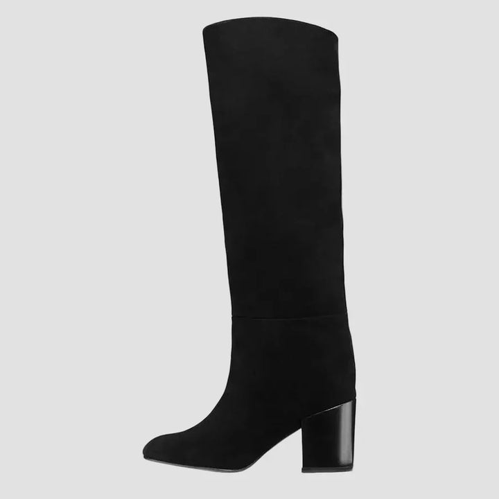 Ivy - Black Over-the-Knee Block-Heel Boots