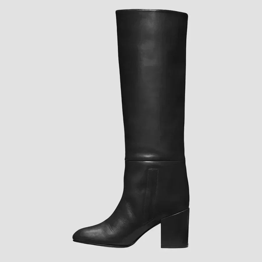 Ivy - Black Over-the-Knee Block-Heel Boots