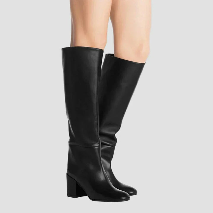 Ivy - Black Over-the-Knee Block-Heel Boots