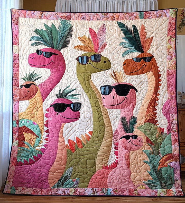 Fun Dinosaur Art Quilt Wall Hanging