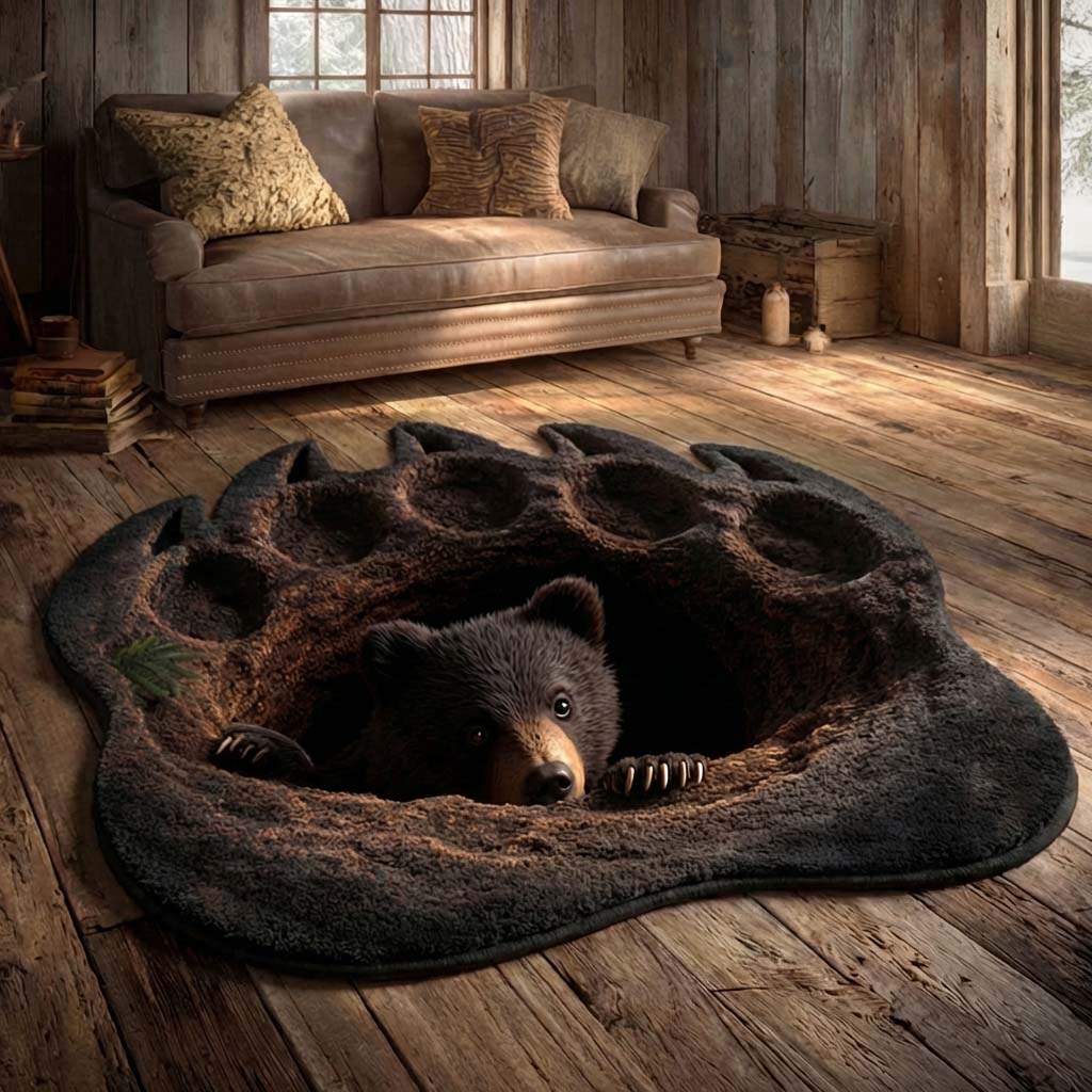 Hidden Bear Shaped Area Rug