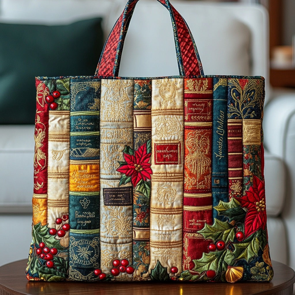 Bolsa Tote Acolchada de Libros para las Fiestas