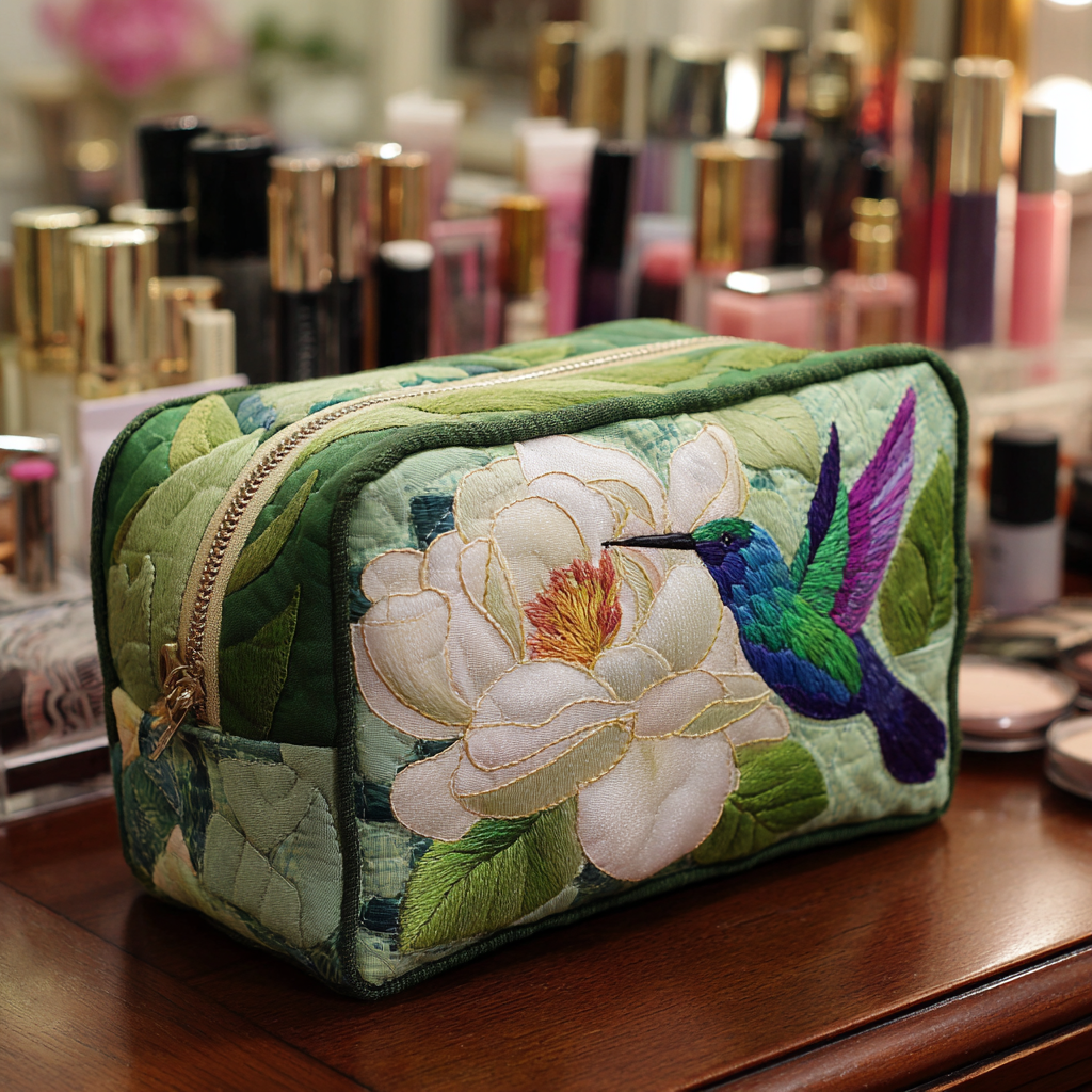 Hummingbird Amulet Quilted Makeup Bag