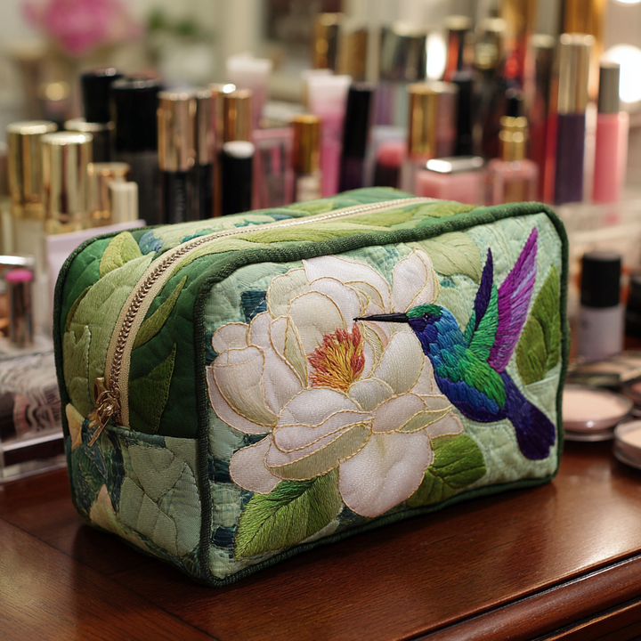 Hummingbird Amulet Quilted Makeup Bag