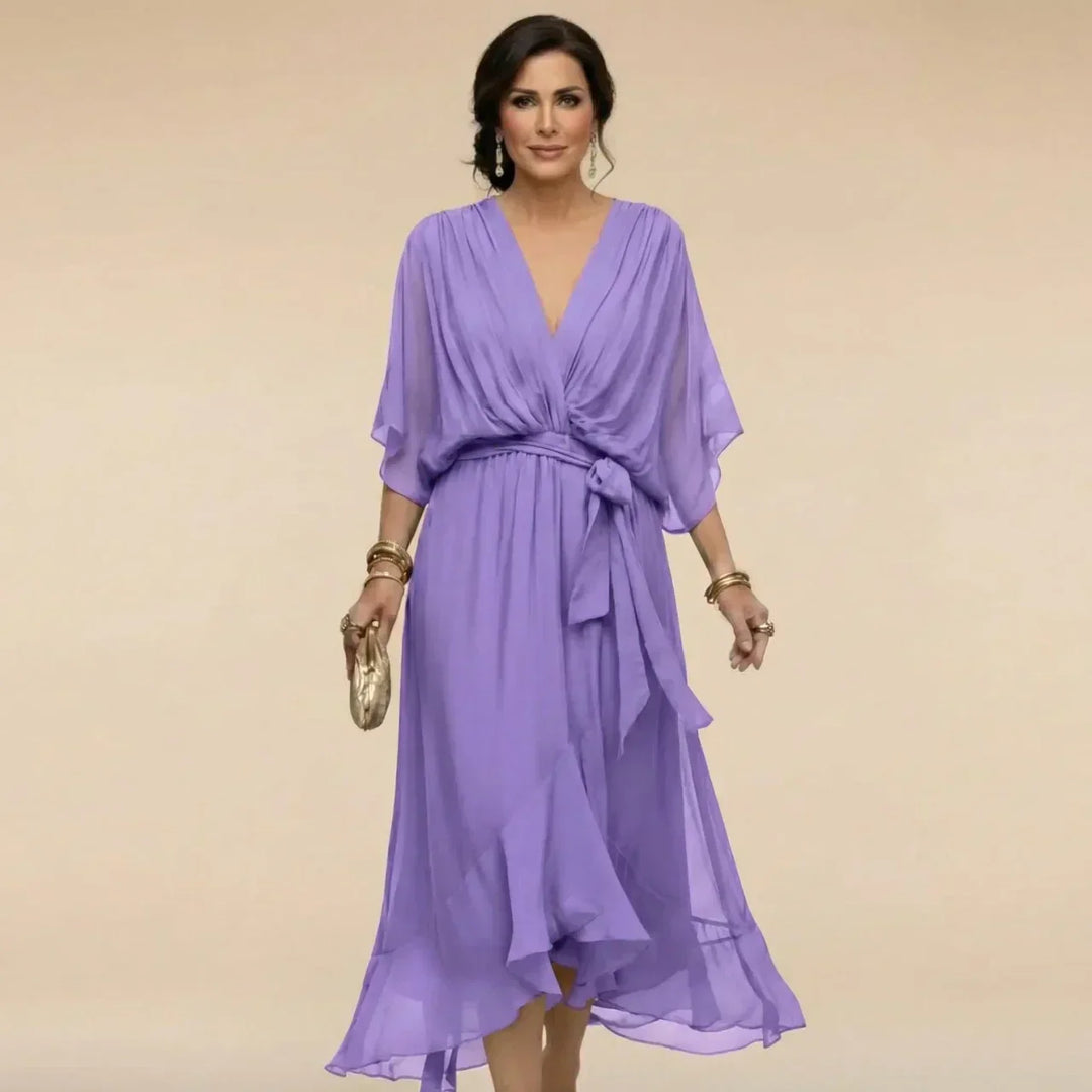 Harmonie - Satin V-Neck Dress