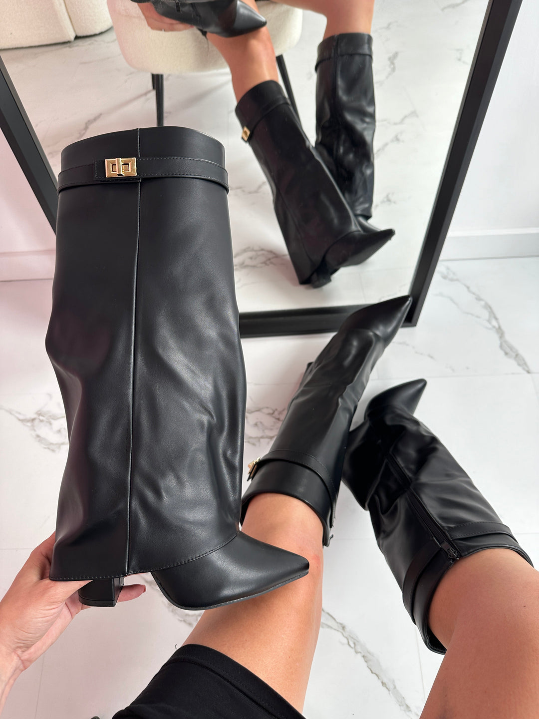 Ursula - Buckle Detail Low Heel Boots