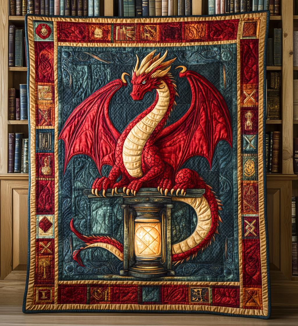 Fire Dragon Quilted Blanket