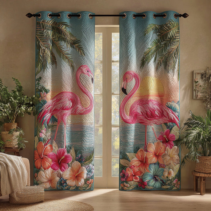 Flamingo Island Quilted Curtains