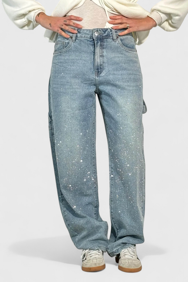 Ariel - Rhinestone Balloon Cargo Jeans