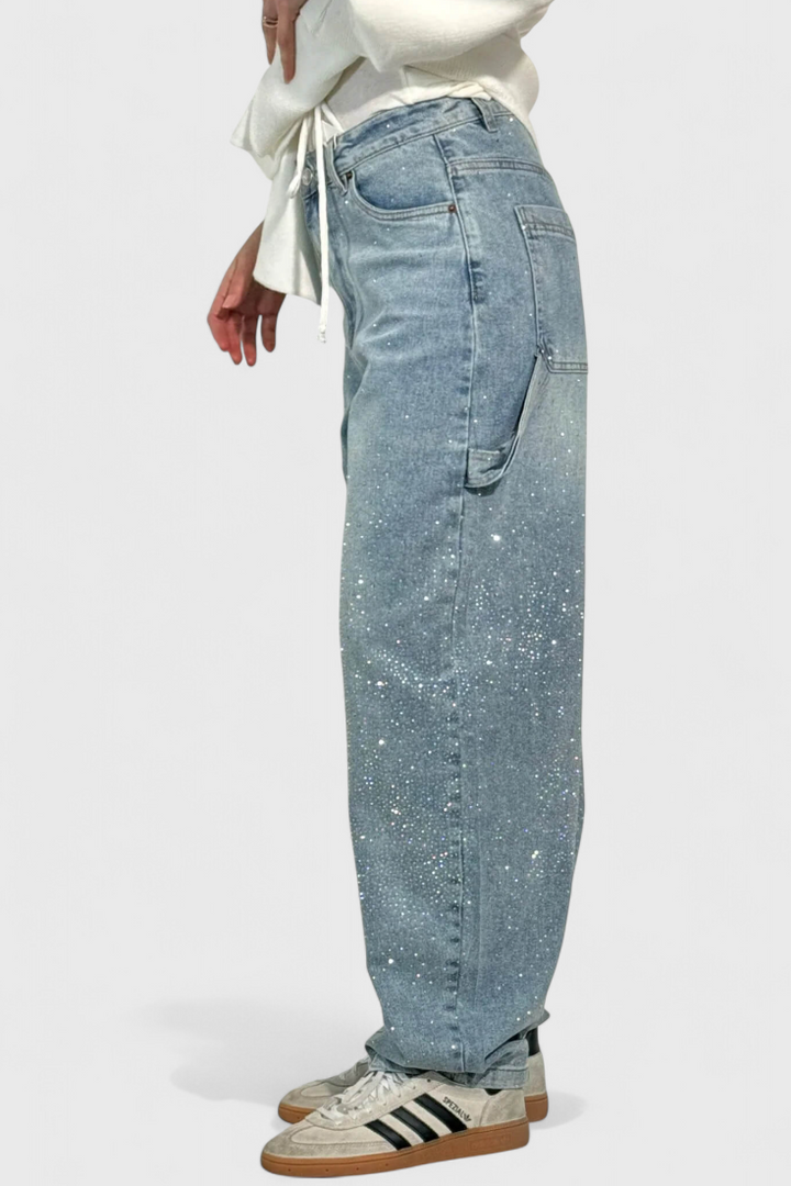 Ariel - Rhinestone Balloon Cargo Jeans