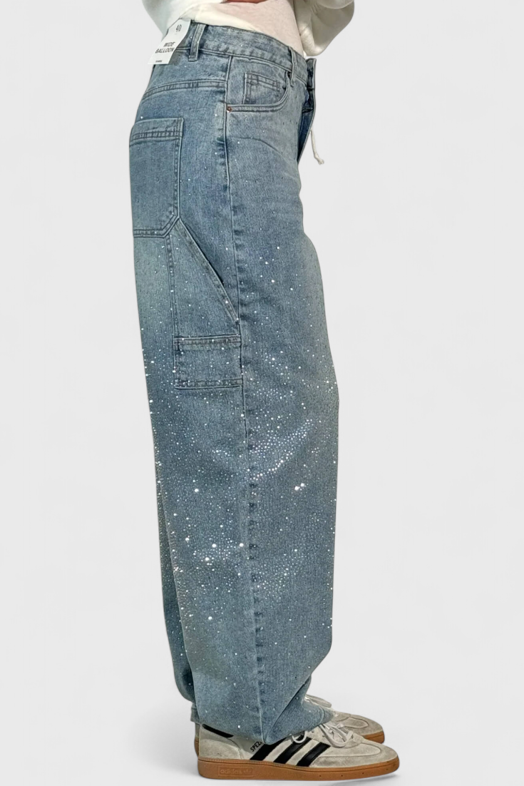 Ariel - Rhinestone Balloon Cargo Jeans