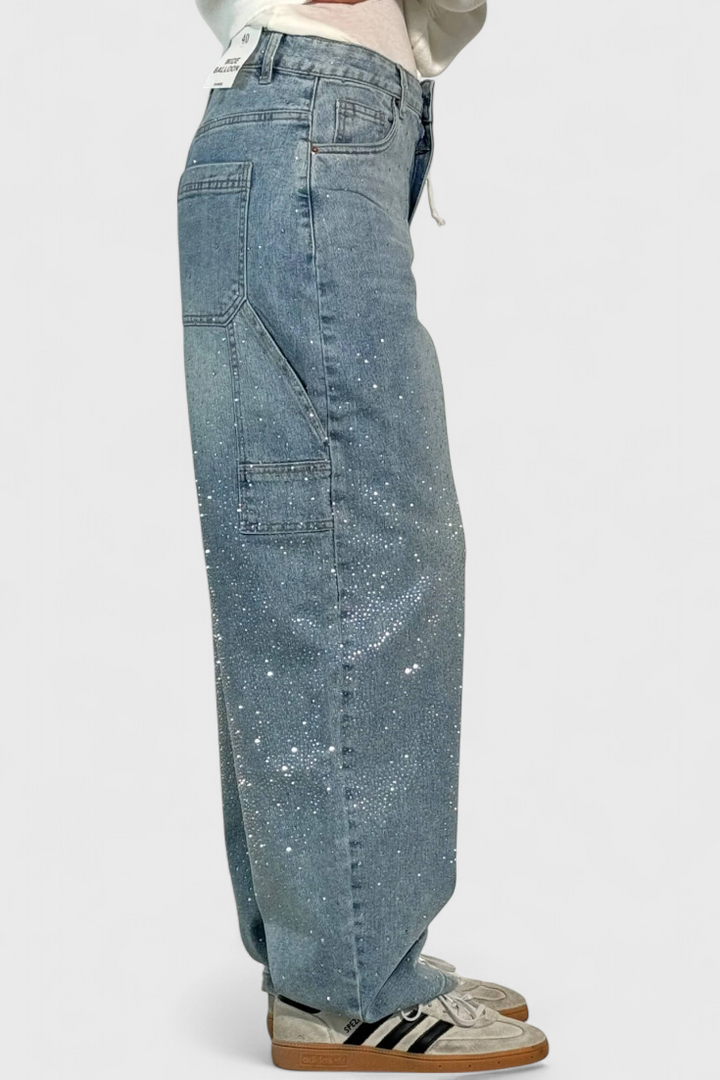 Ariel - Rhinestone Balloon Cargo Jeans