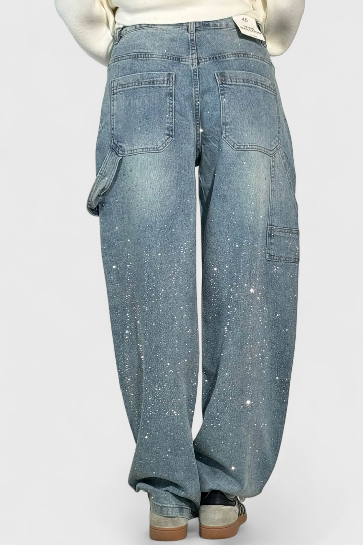 Ariel - Rhinestone Balloon Cargo Jeans