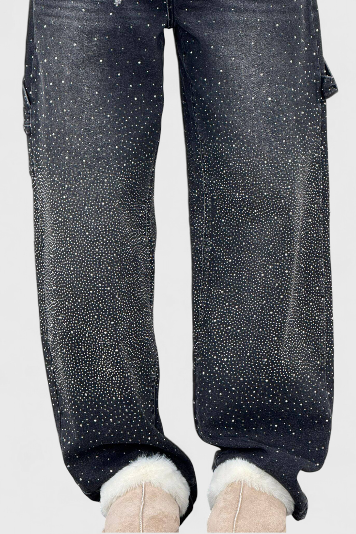 Ariel - Rhinestone Balloon Cargo Jeans
