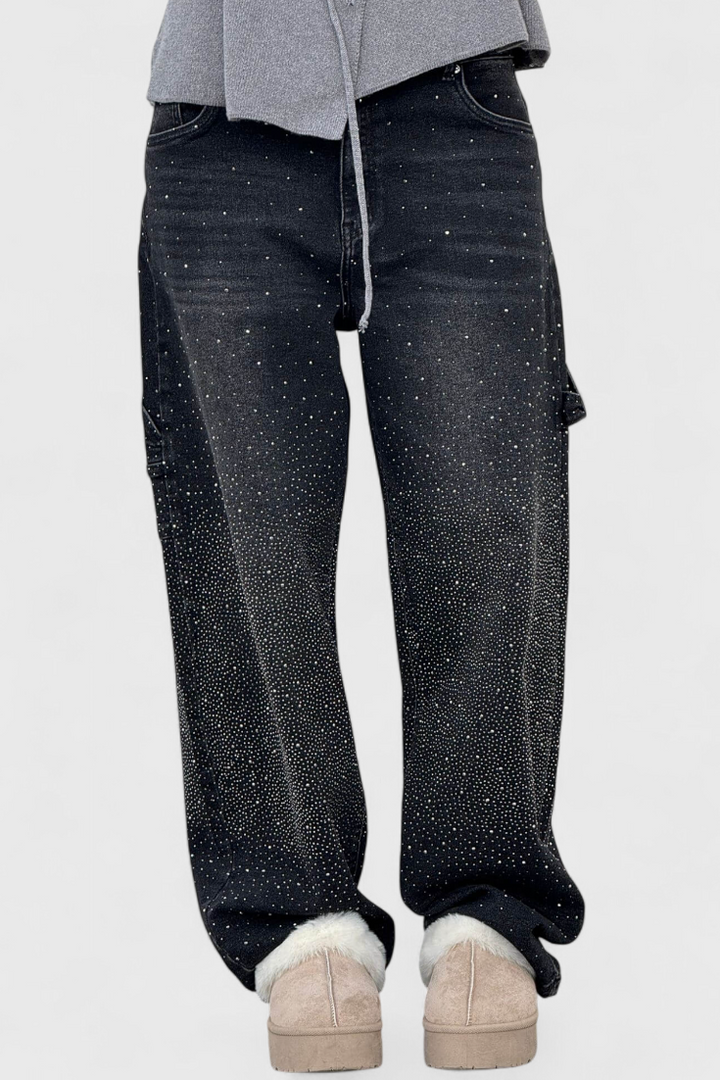 Ariel - Rhinestone Balloon Cargo Jeans