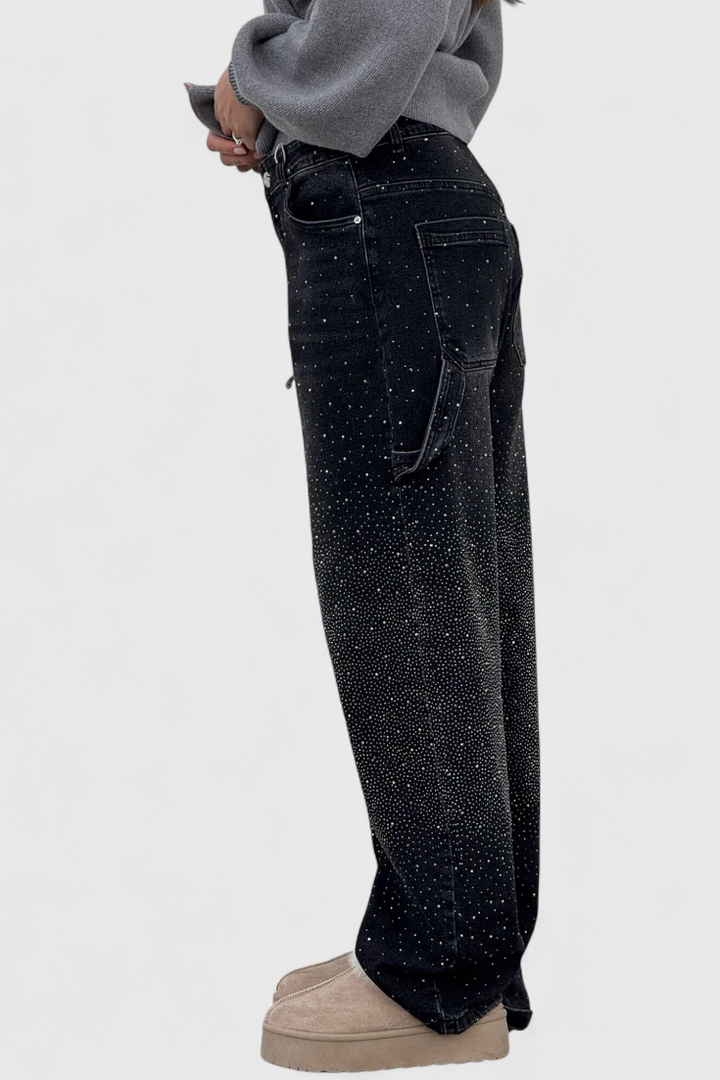 Ariel - Rhinestone Balloon Cargo Jeans