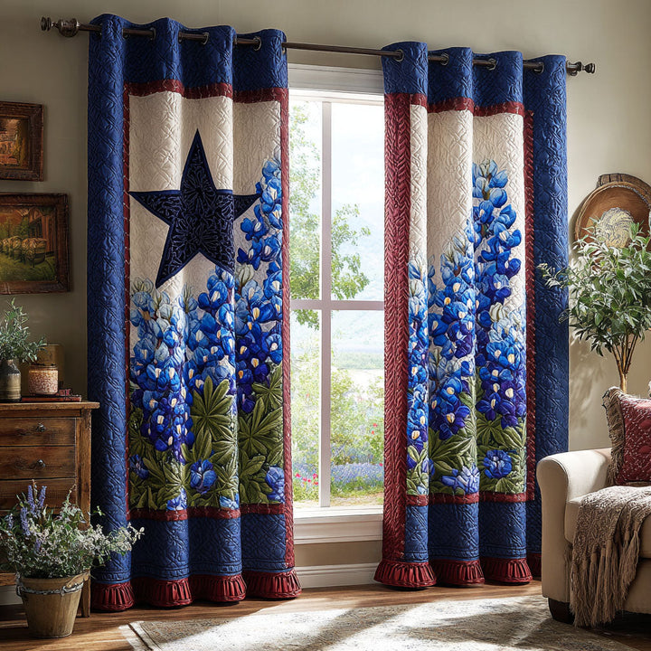 Single Star Flowers Quilted Curtains