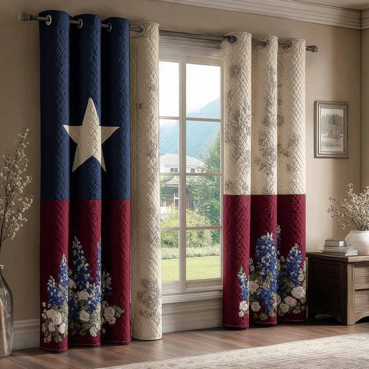 Single Star Patchwork Quilted Curtains
